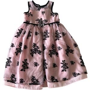 Bella by Marmellata Pink & Black Floral Tulle Dress - Size 6